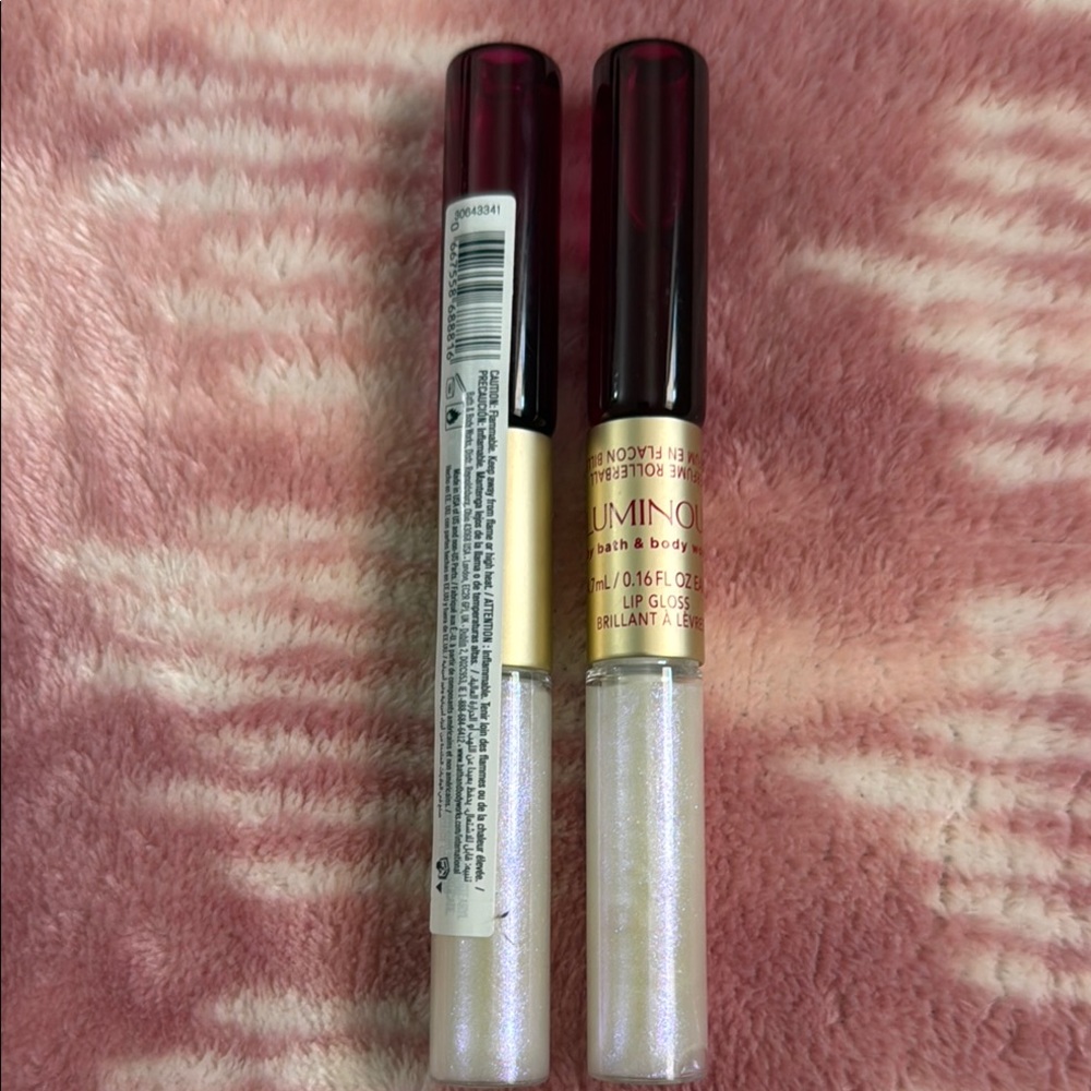 Set of 2 Bath and Body Works Luminous Roll on scent and Lip Gloss